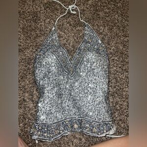 Corset halter Sequin backless top